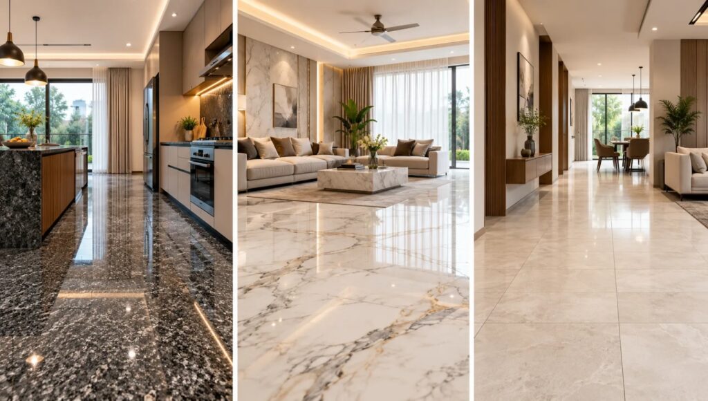 marble vs granite vs tiles